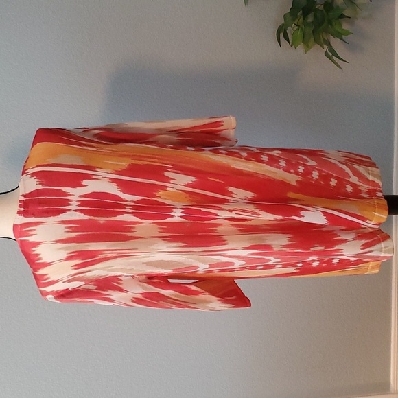 CHICOS Warm print essential cardigan orange red pattern size 2 or M/L - Picture 7 of 12